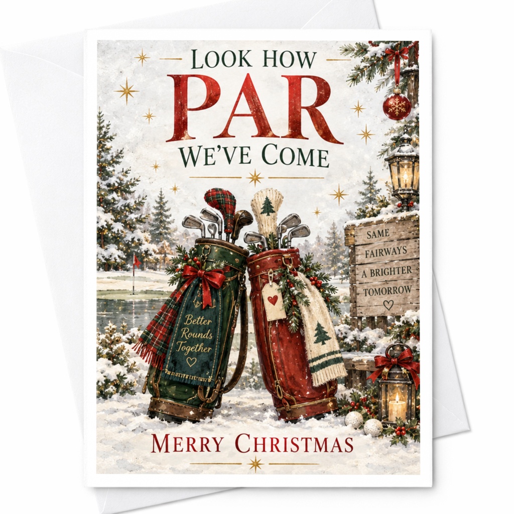 Look How Par We've Come Christmas Card Golf Lovers Holiday Greeting Better Rounds Together Merry Christmas Card C8823