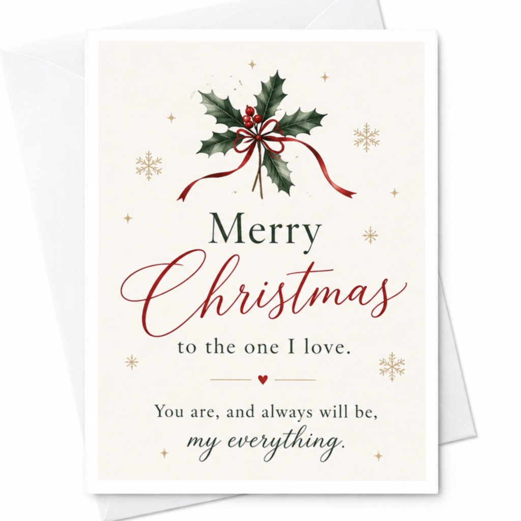 Merry Christmas To The One I Love Card Romantic Christmas Card For Partner My Everything Holiday Greeting Card C8830