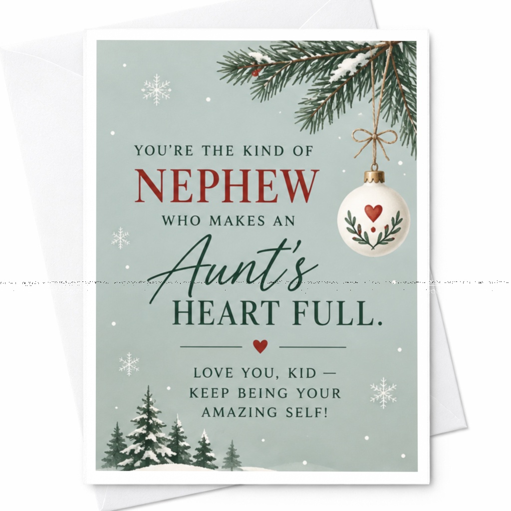 You're The Kind Of Nephew Who Makes An Aunt's Heart Full Christmas Card For Nephew From Aunt Holiday Greeting Card Festive Ornamen C8847
