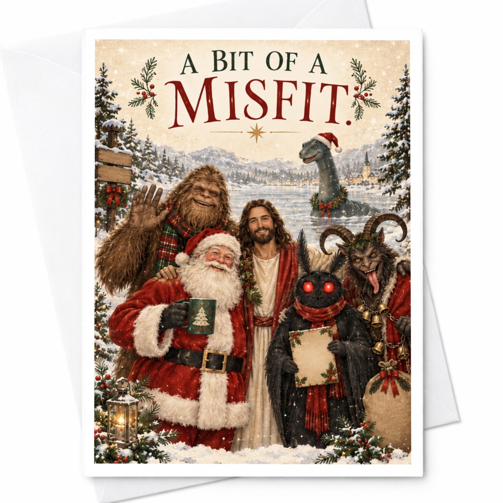 A Bit Of A Misfit! Funny Christmas Card Santa Mythical Creatures Holiday Greeting Card For Friends Family Cute Festive Card C8864