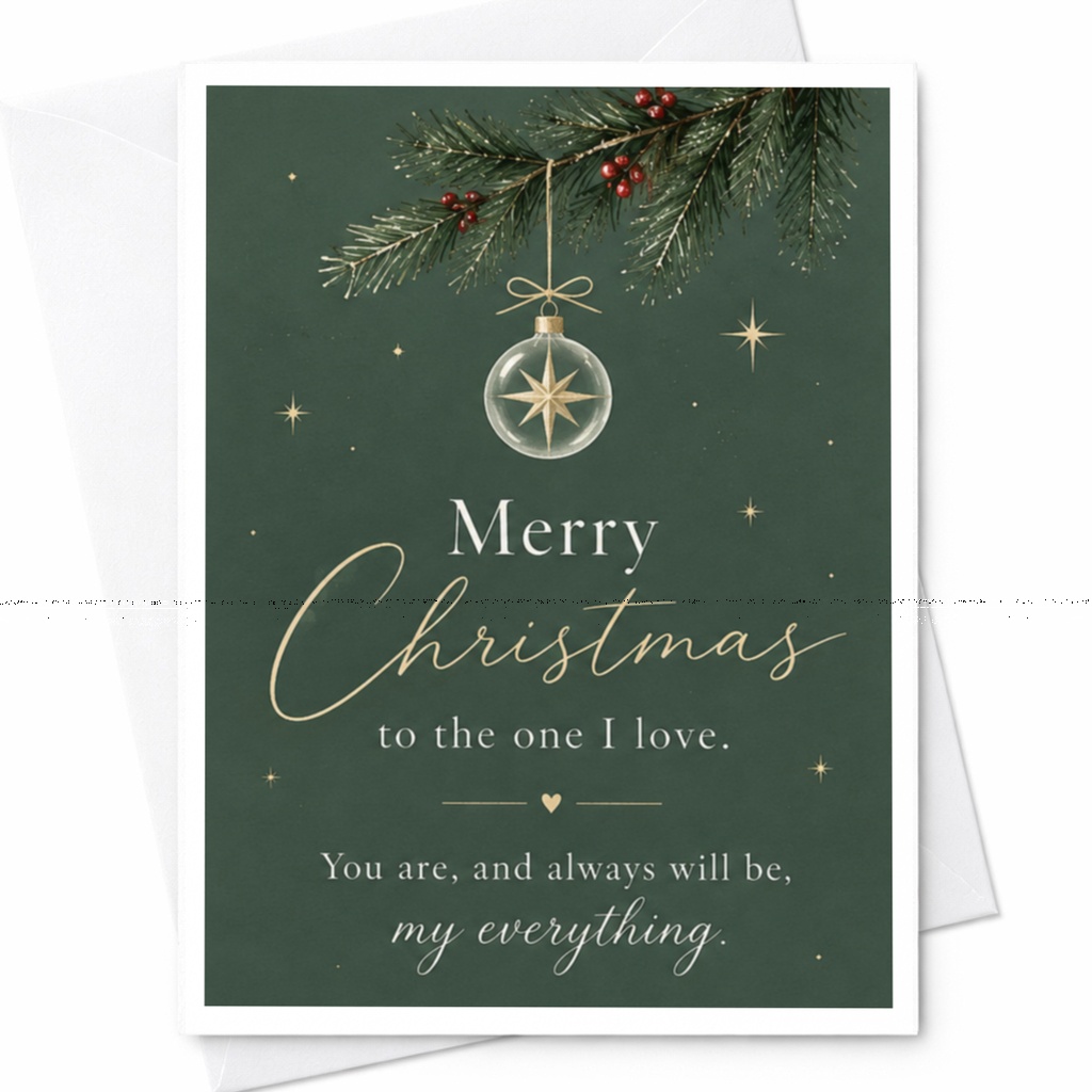 Merry Christmas To The One I Love Romantic Christmas Card For Partner Holiday Greeting Card Sentimental Xmas Card For Loved One C8831