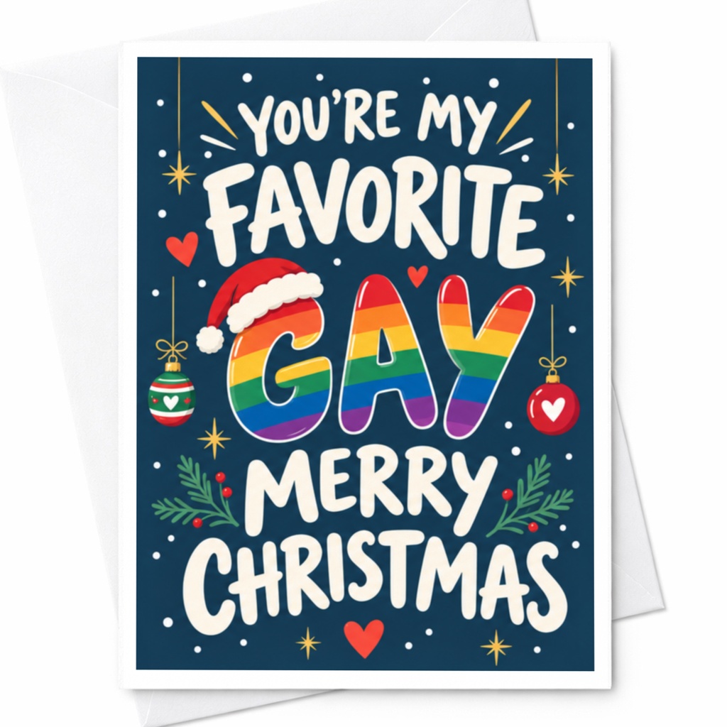 You're My Favorite Gay Merry Christmas Card Lgbtq Holiday Greeting Card Funny Christmas Card For Friend Or Partner C8849