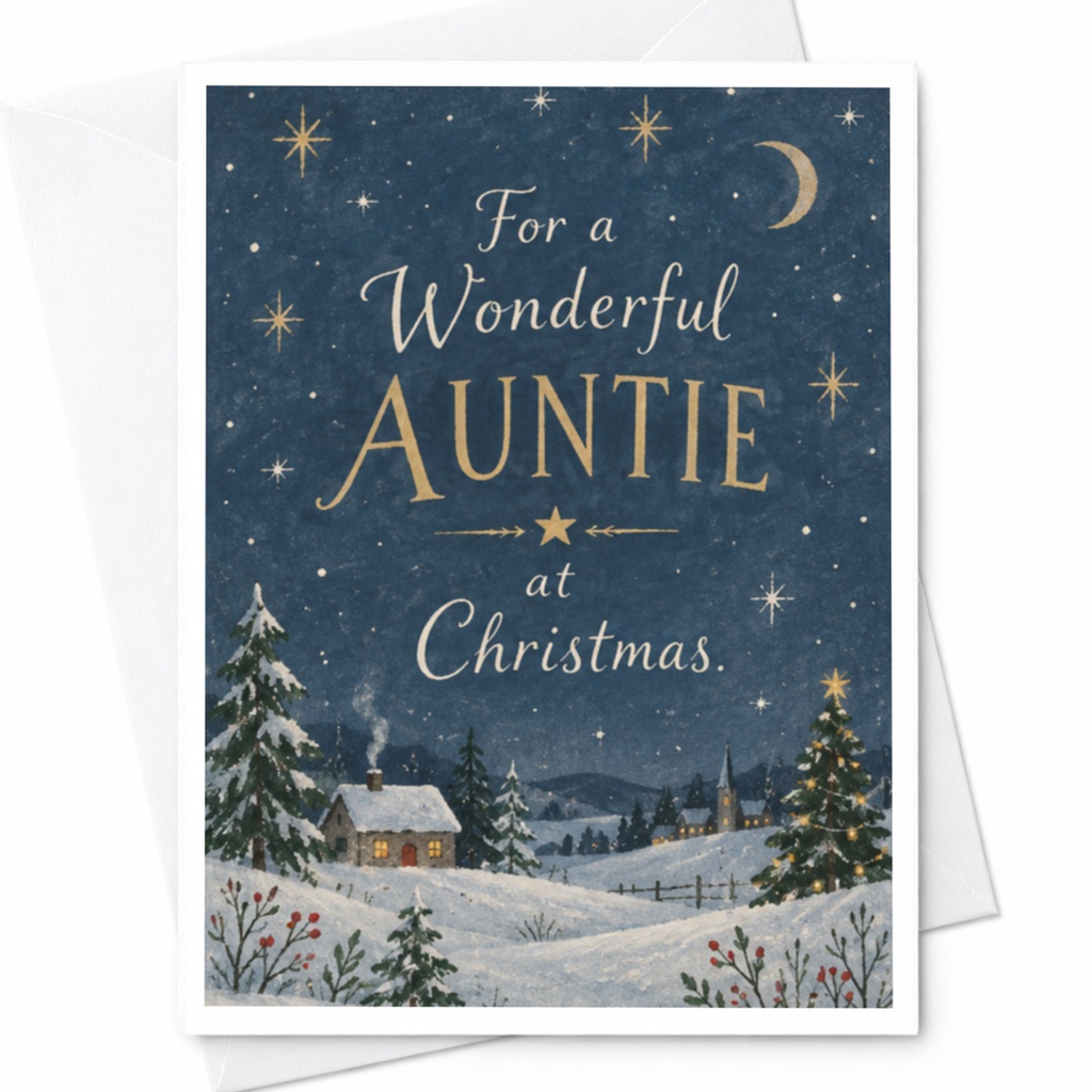 For A Wonderful Auntie At Christmas Card Holiday Greeting Card Winter Scene Christmas Card For Aunt Festive Card C8867
