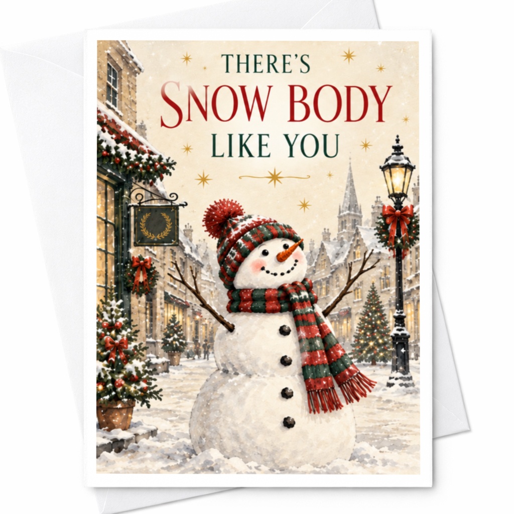 There's Snow Body Like You Christmas Card Cute Snowman Winter Holiday Greeting Card For Friend Family Festive Season C8880