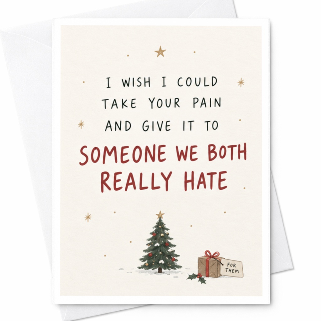 I Wish I Could Take Your Pain Funny Christmas Card Holiday Greeting Card For Friend Cute Xmas Tree Gift C8908