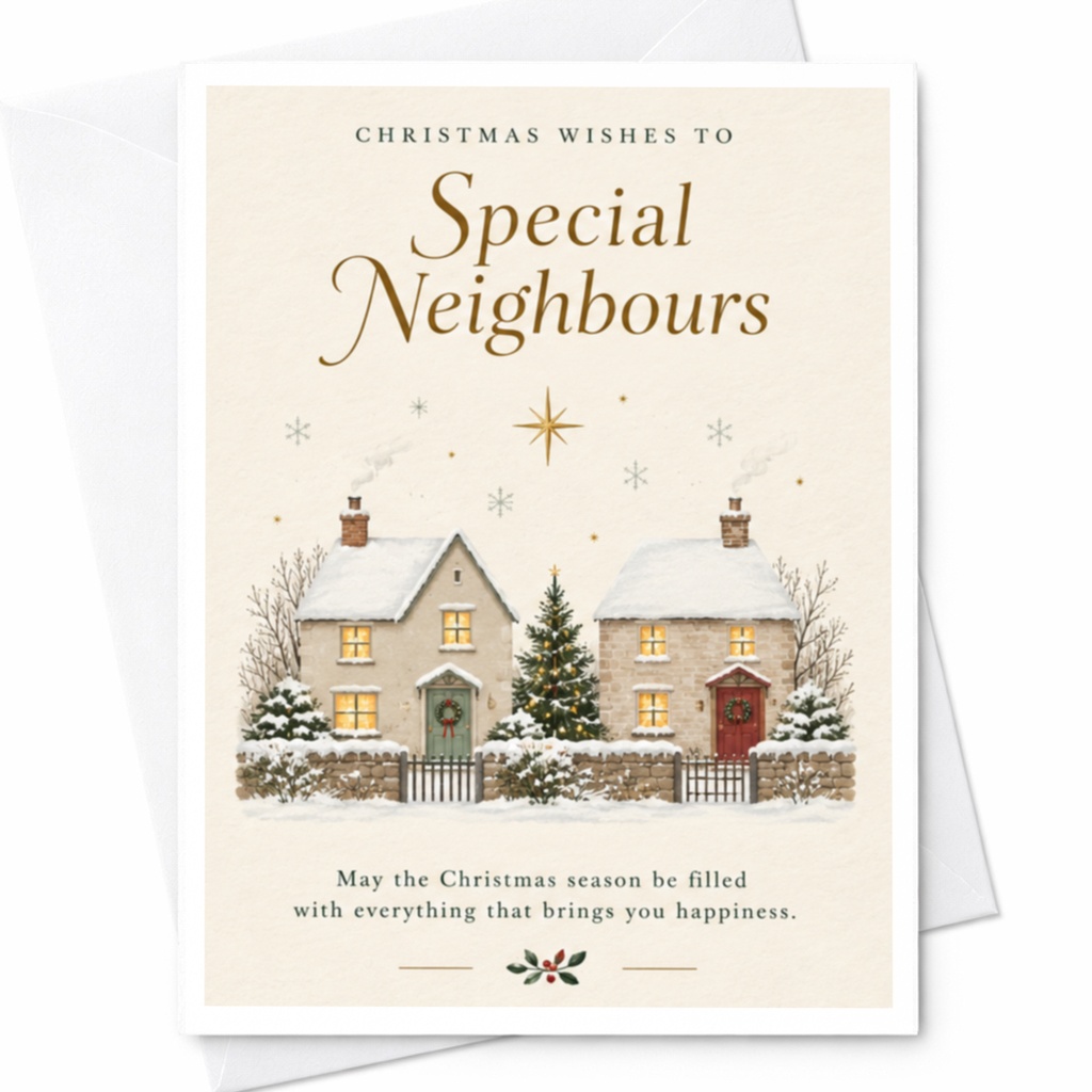 Christmas Wishes To Special Neighbours Christmas Card Festive Holiday Greeting Card For Neighbors Winter Scene C8914