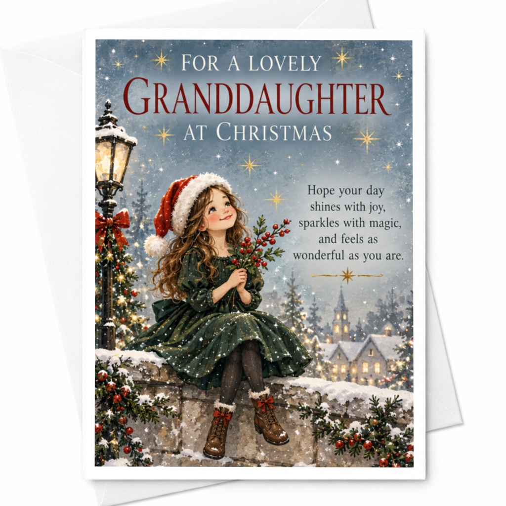For A Lovely Granddaughter At Christmas Cute Christmas Card Festive Holiday Greeting Card For Granddaughter Winter Scene C8965
