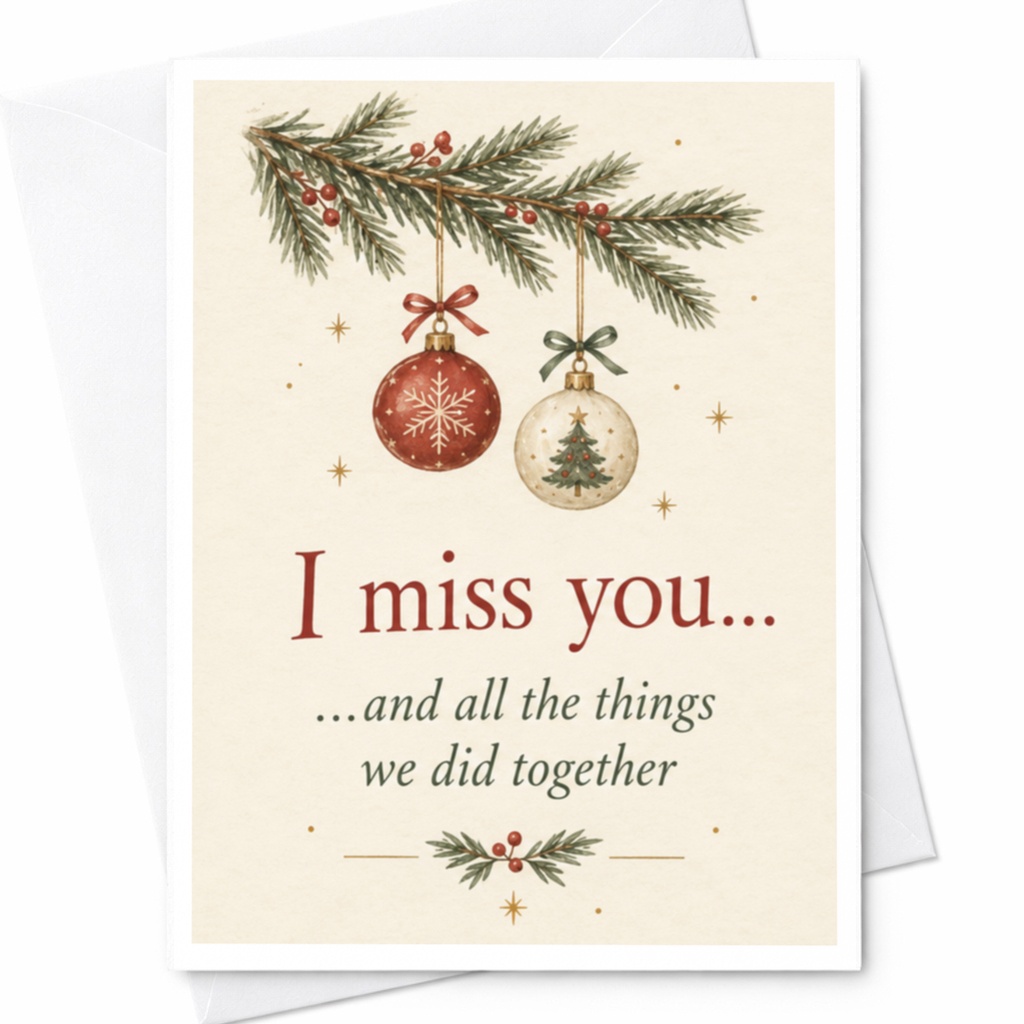 I Miss You... And All The Things We Did Together Christmas Card Sentimental Holiday Greeting Card For Loved One C8972
