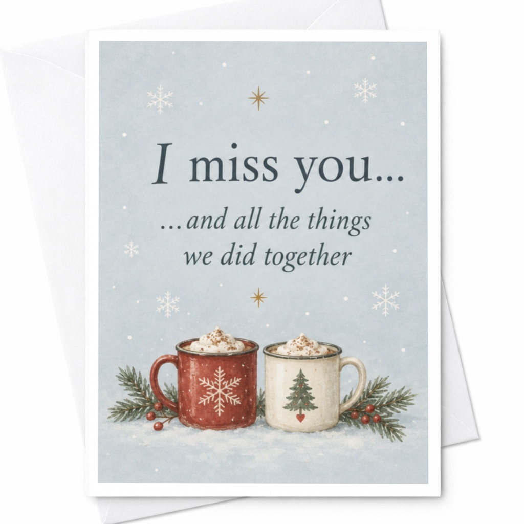 I Miss You... And All The Things We Did Together Thinking Of You Card Holiday Mug Winter Greeting Card For Friend C8973