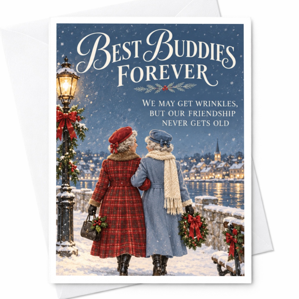 Best Buddies Forever Friendship Card Cute Winter Scene Best Friends Forever Card Sentimental Greeting Card For Friend C8997