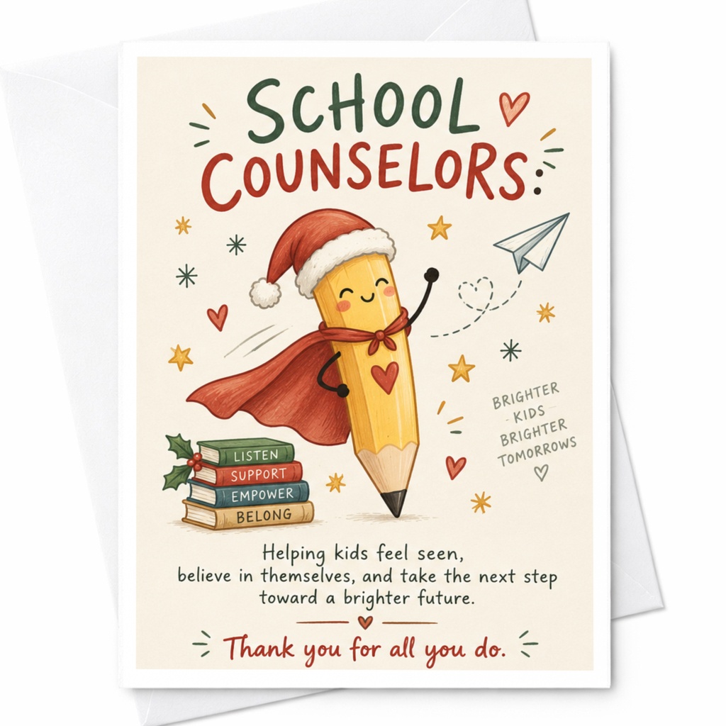 School Counselors Thank You For All You Do Appreciation Card Cute Pencil Holiday Greeting Card For Teachers C8944