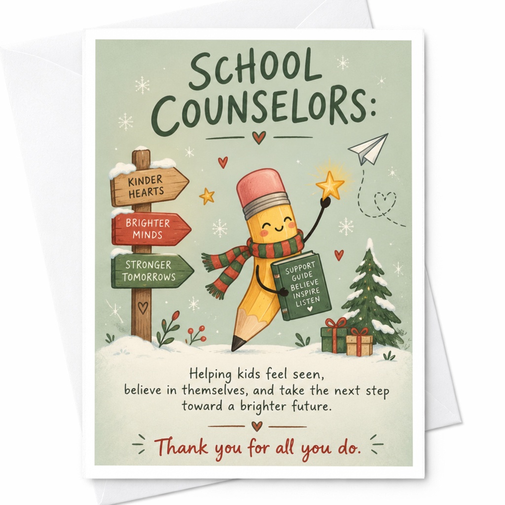 School Counselors Thank You Card Helping Kids Feel Seen Believe Inspire Support Guide Appreciation Card C8945