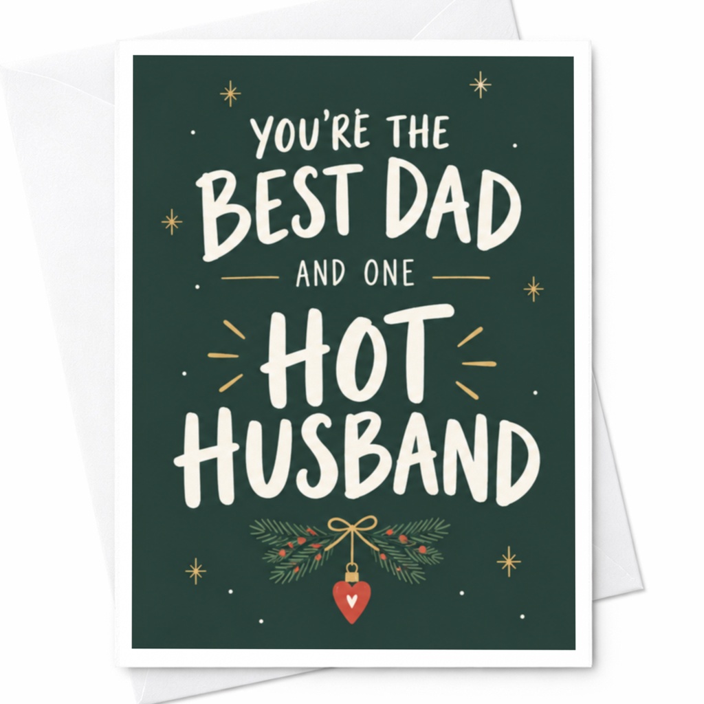 You're The Best Dad And One Hot Husband Christmas Card For Husband Funny Holiday Card From Wife Festive Greeting Card C8963