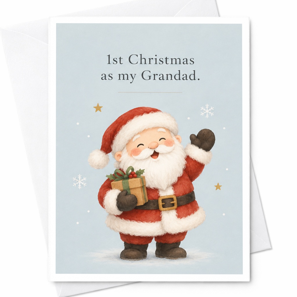 1st Christmas As My Grandad Cute Santa Christmas Card For Grandad From Baby First Xmas Card Festive Holiday Greeting Card C8993