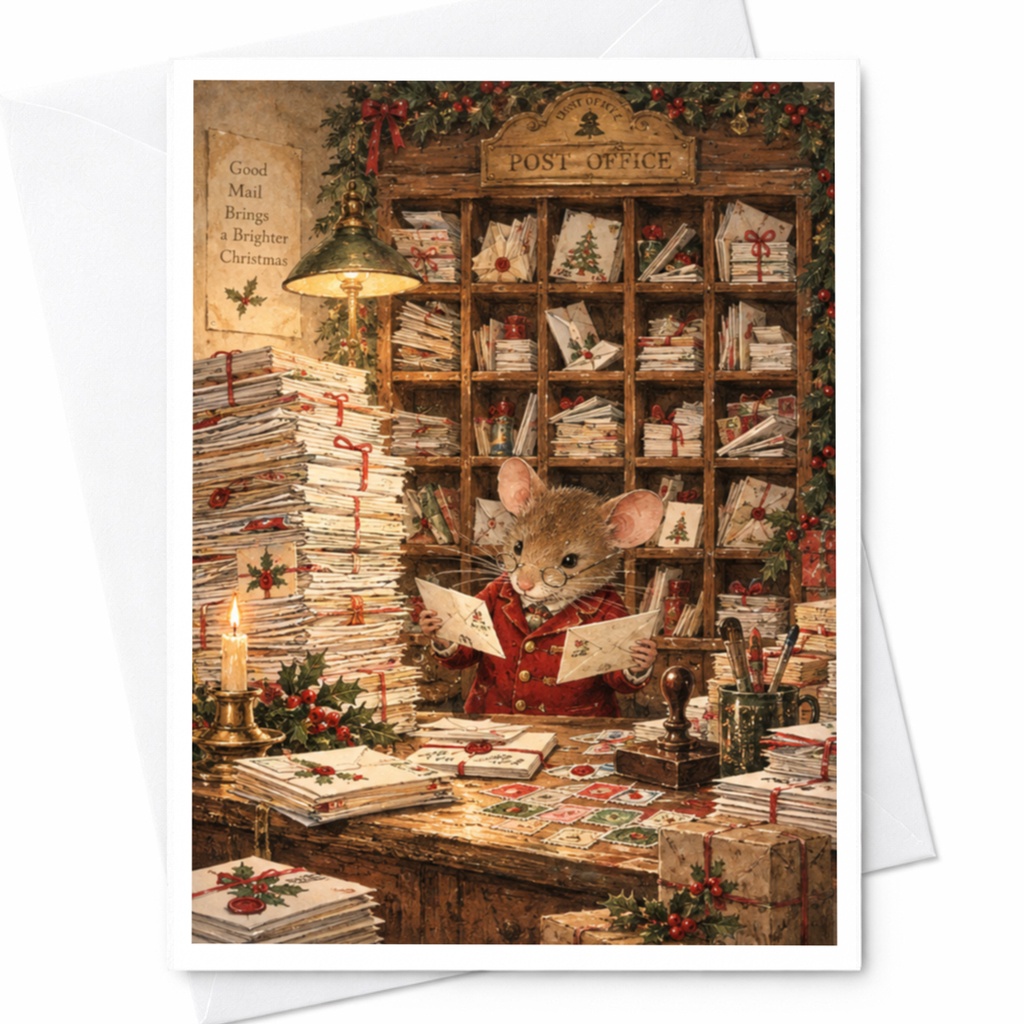Good Mail Brings A Brighter Christmas Cute Mouse Christmas Card Holiday Greeting Card Festive Animal Card For Kids Family C9037