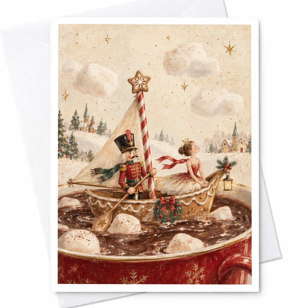 Nutcracker Ballerina Christmas Card Festive Holiday Greeting Card Winter Wonderland Scene For Her Cute Seasonal Card C9132
