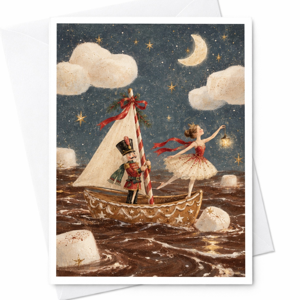 Nutcracker Ballerina Card Blank Greeting Card Christmas Holiday Card For Her Ballet Lover Festive Art Card Winter Scene C9133