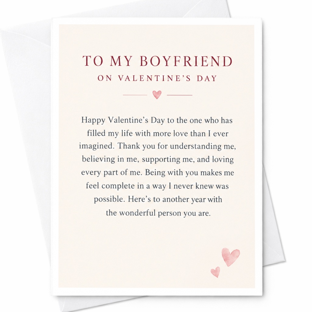 To My Boyfriend On Valentine's Day Romantic Valentine's Day Card For Him Sweet Love Card Heartfelt Greeting Card C9150