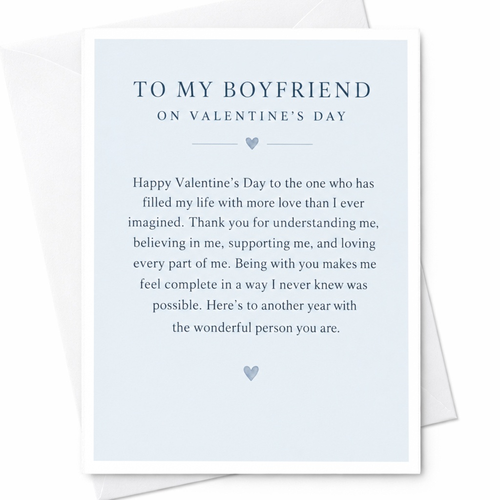 To My Boyfriend On Valentine’s Day Romantic Valentine's Day Card For Him Sweet Love Card Boyfriend Gift Heartfelt Greeting C9151