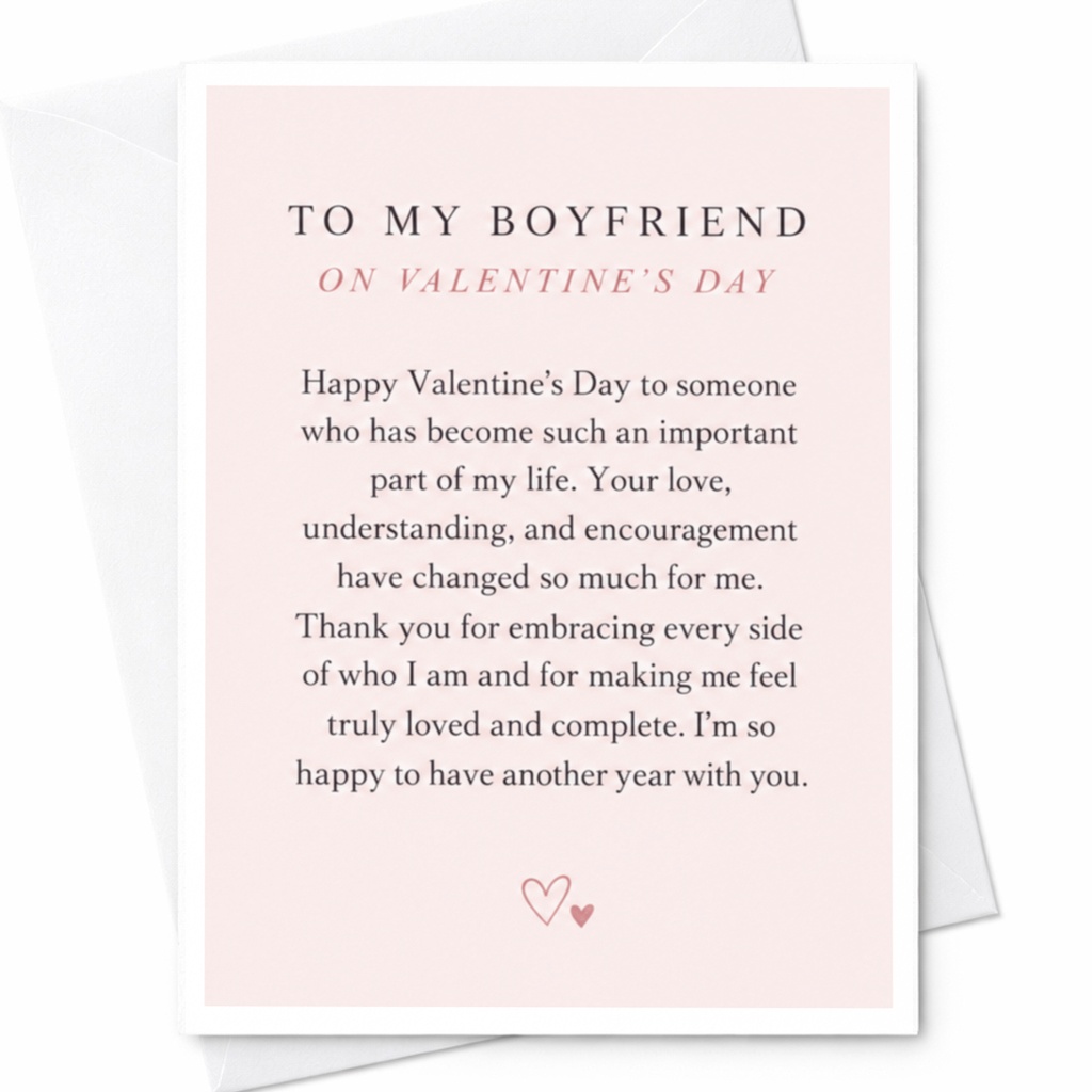To My Boyfriend On Valentine's Day Romantic Valentine's Day Card For Boyfriend Sweet Love Card Heartfelt Message C9153
