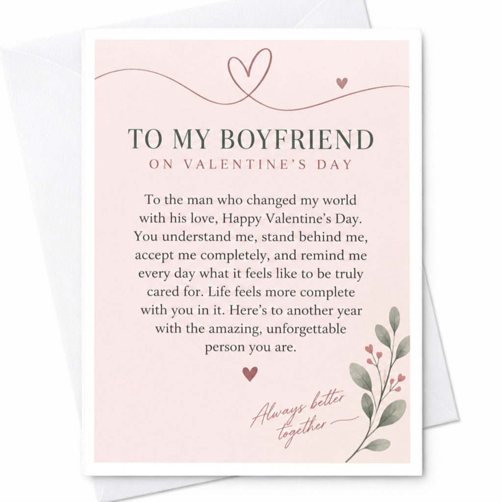 To My Boyfriend On Valentine's Day Romantic Valentine's Day Card For Boyfriend Sweet Love Card Always Better Together C9157