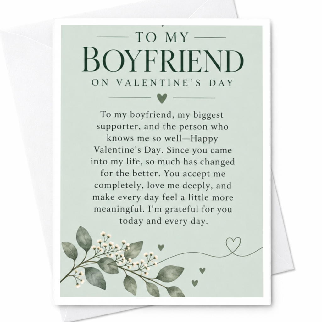 To My Boyfriend On Valentine's Day Romantic Valentine's Day Card For Boyfriend Floral Love Card Sweetheart Gift C9161