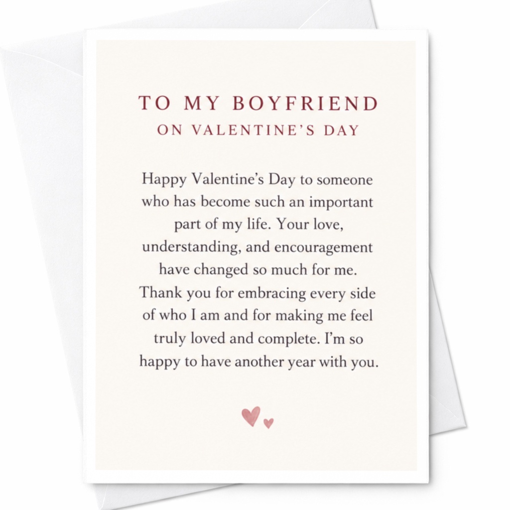 To My Boyfriend On Valentine’s Day Romantic Valentine's Day Card For Boyfriend Love Greeting Card Sweet Message For Him C9152
