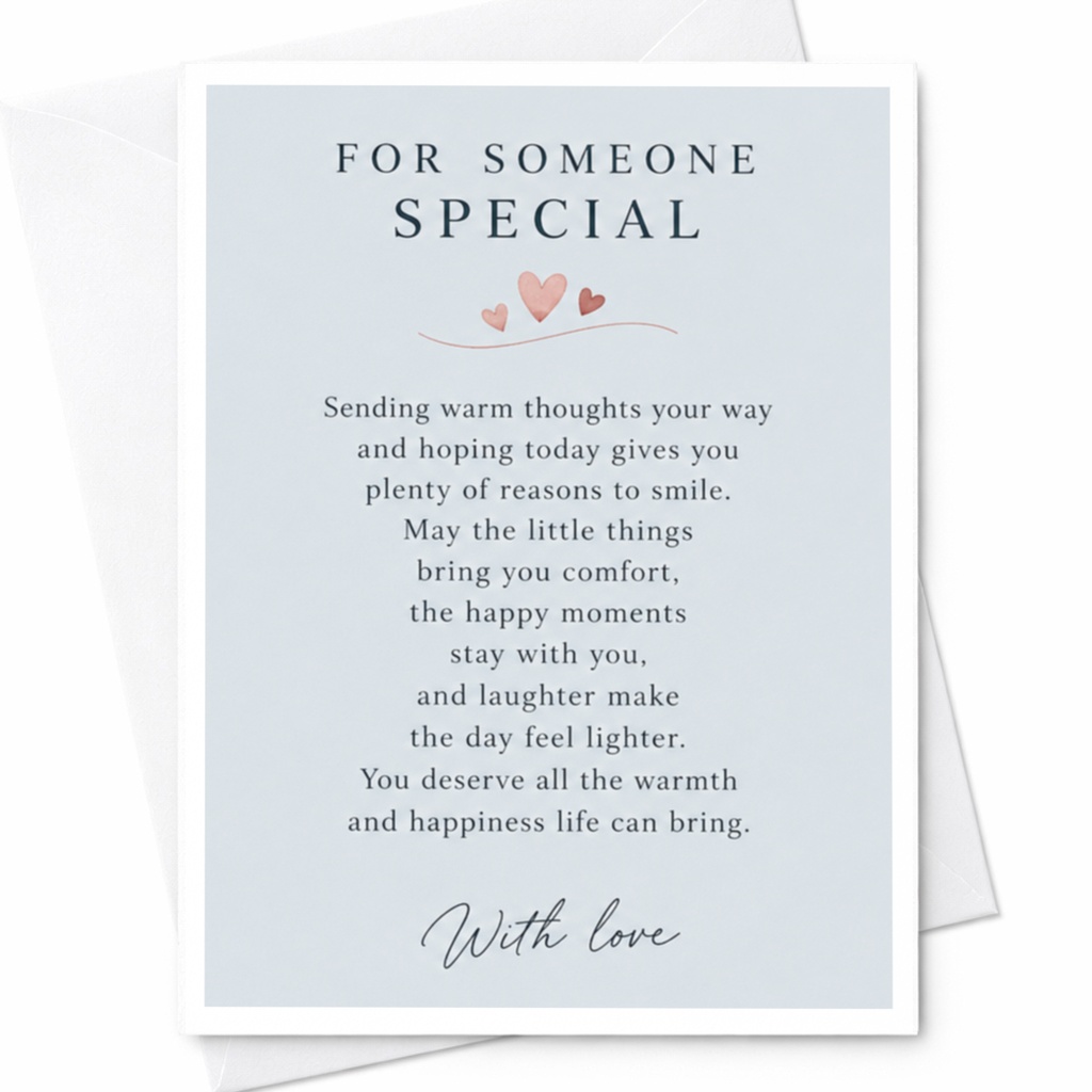 For Someone Special Greeting Card Warm Thoughts With Love Heartfelt Message For Friend Family Comforting Note Card C9165