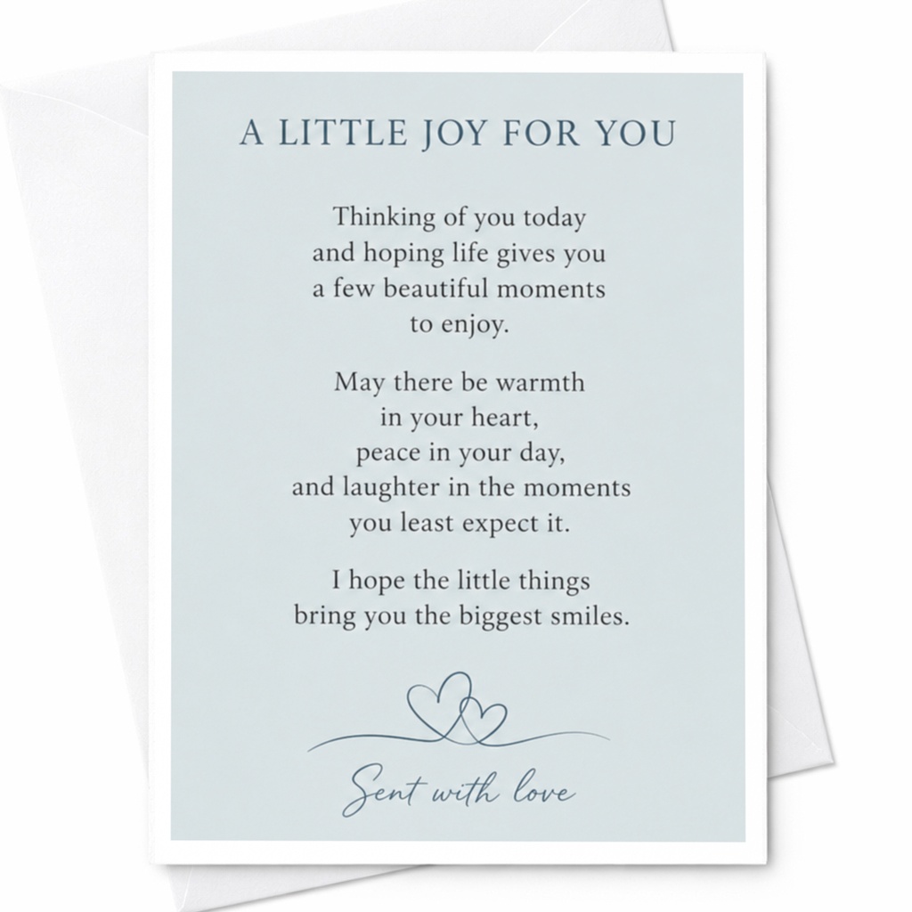A Little Joy For You Thinking Of You Card Sent With Love Heartwarming Message Greeting Card For Friend Supportive C9171