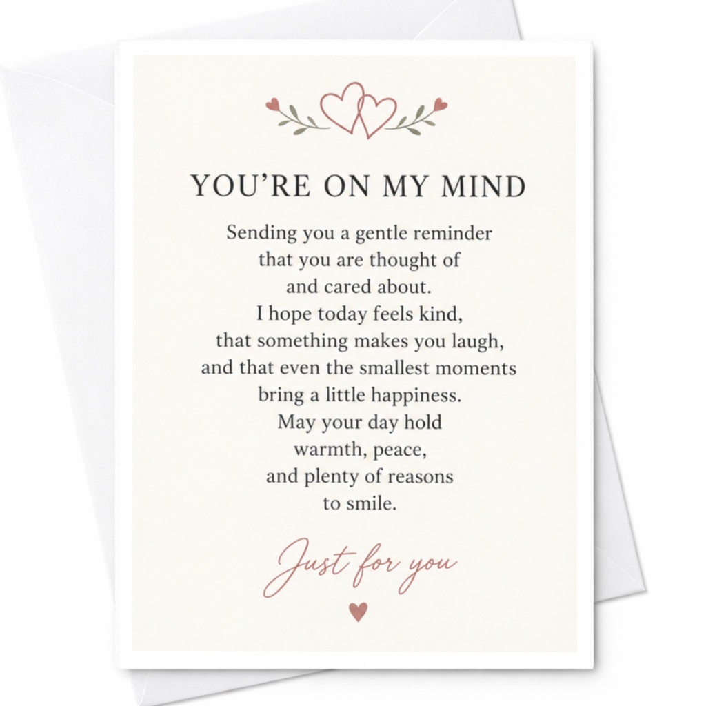 You're On My Mind Thinking Of You Card Just For You Greeting Card Heartfelt Message For Friend Loved One Sweet Sentimental C9172