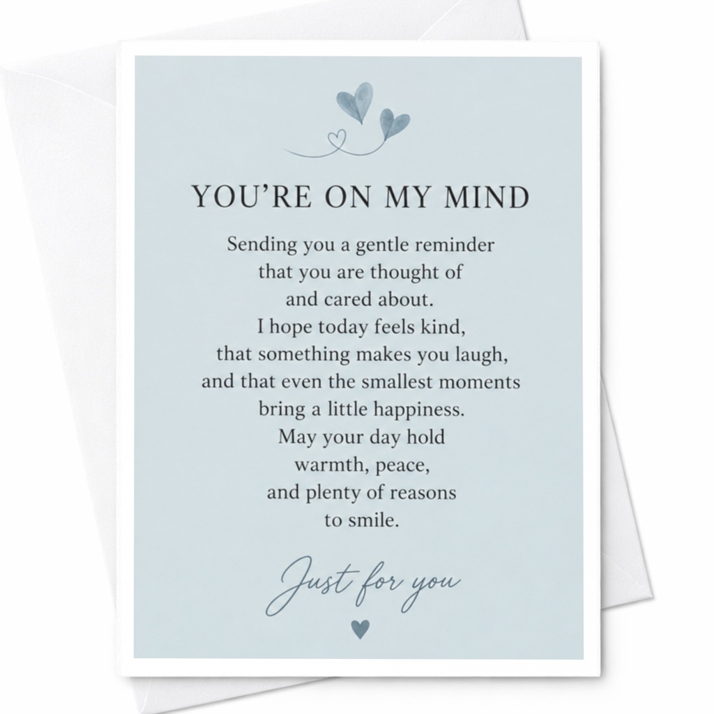You're On My Mind Thoughtful Thinking Of You Card Just For You Heartfelt Greeting Card For Friend Sweet Sentimental C9173