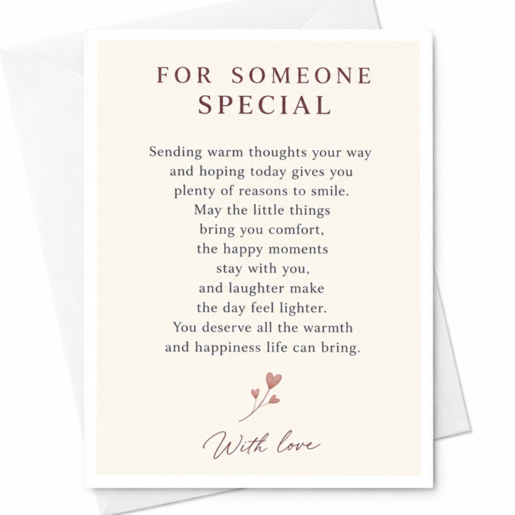For Someone Special Greeting Card With Love Hearts Floral Illustration Thoughtful Card For Friend Family Comfort C9164