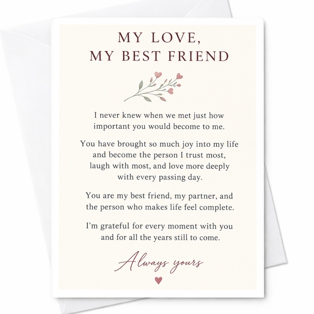 My Love, My Best Friend Anniversary Card Romantic Greeting Card For Husband Wife Partner Sentimental Love Card Always Yours C9180