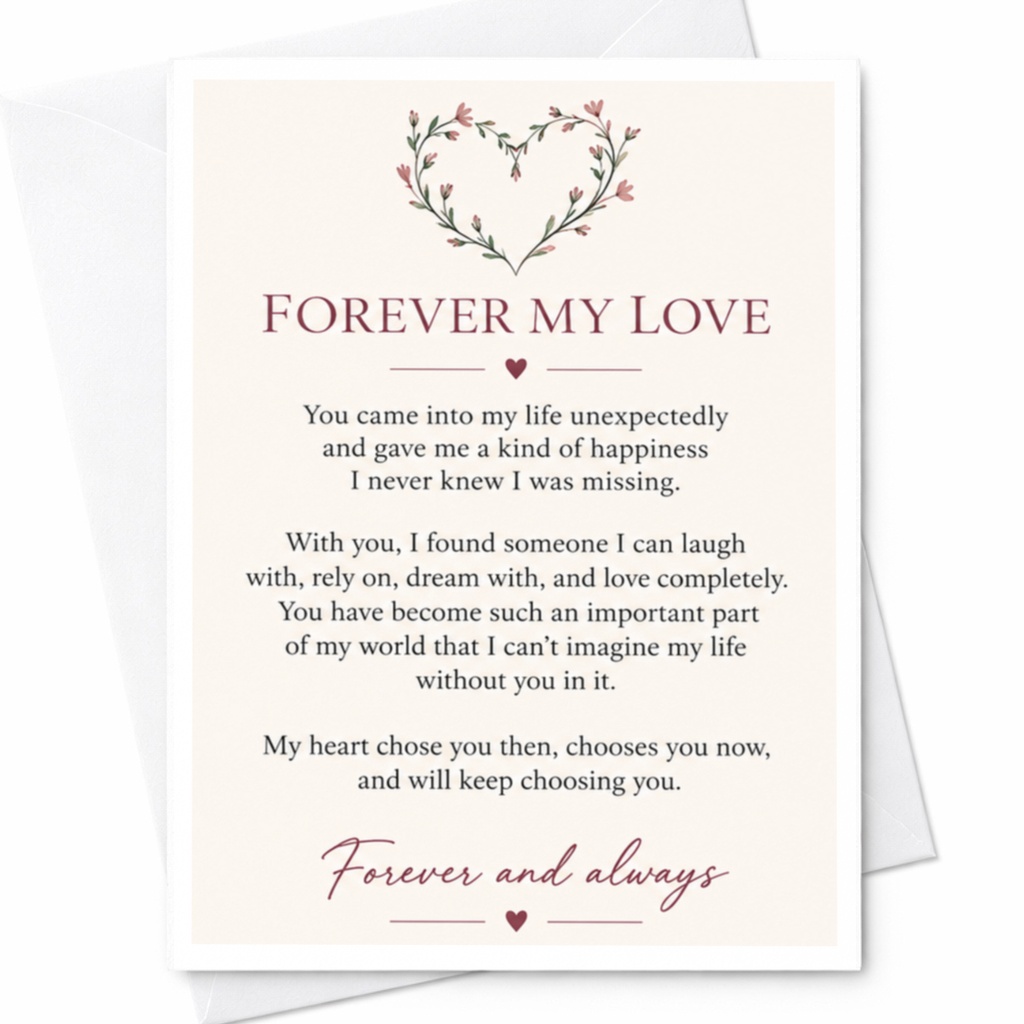 Forever My Love Anniversary Card Romantic Greeting Card For Wife Husband Heart Floral Sentimental Love Card C9182