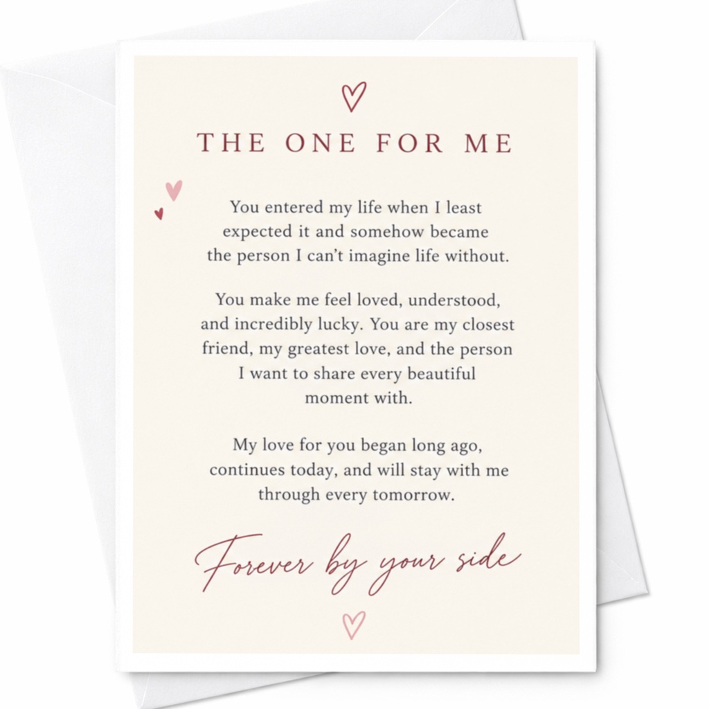 The One For Me Romantic Wedding Card Anniversary Card Forever By Your Side Love Card For Couple Sentimental Greeting Card C9184