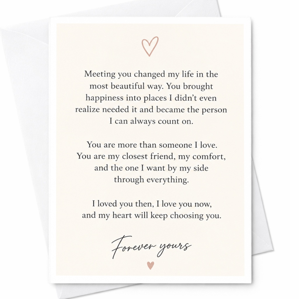 Meeting You Changed My Life Forever Yours Wedding Anniversary Card Romantic Sentimental Love Card For Husband Wife Couple C9186