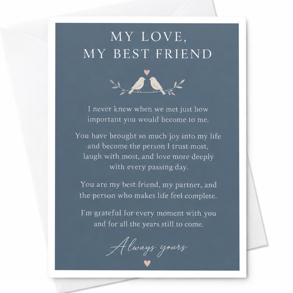 My Love, My Best Friend Anniversary Card Romantic Greeting Card For Partner Husband Wife Sentimental Love Card C9181