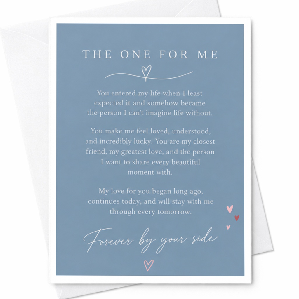 The One For Me Romantic Anniversary Card For Husband Wife Partner Forever By Your Side Love Card Heart C9185
