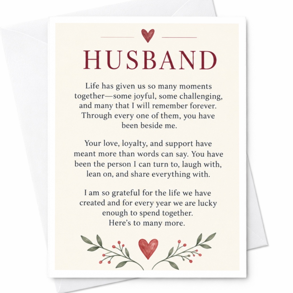Husband Anniversary Card Heartfelt Love Greeting Card For Husband Romantic Floral Sentimental Card For Him C9196