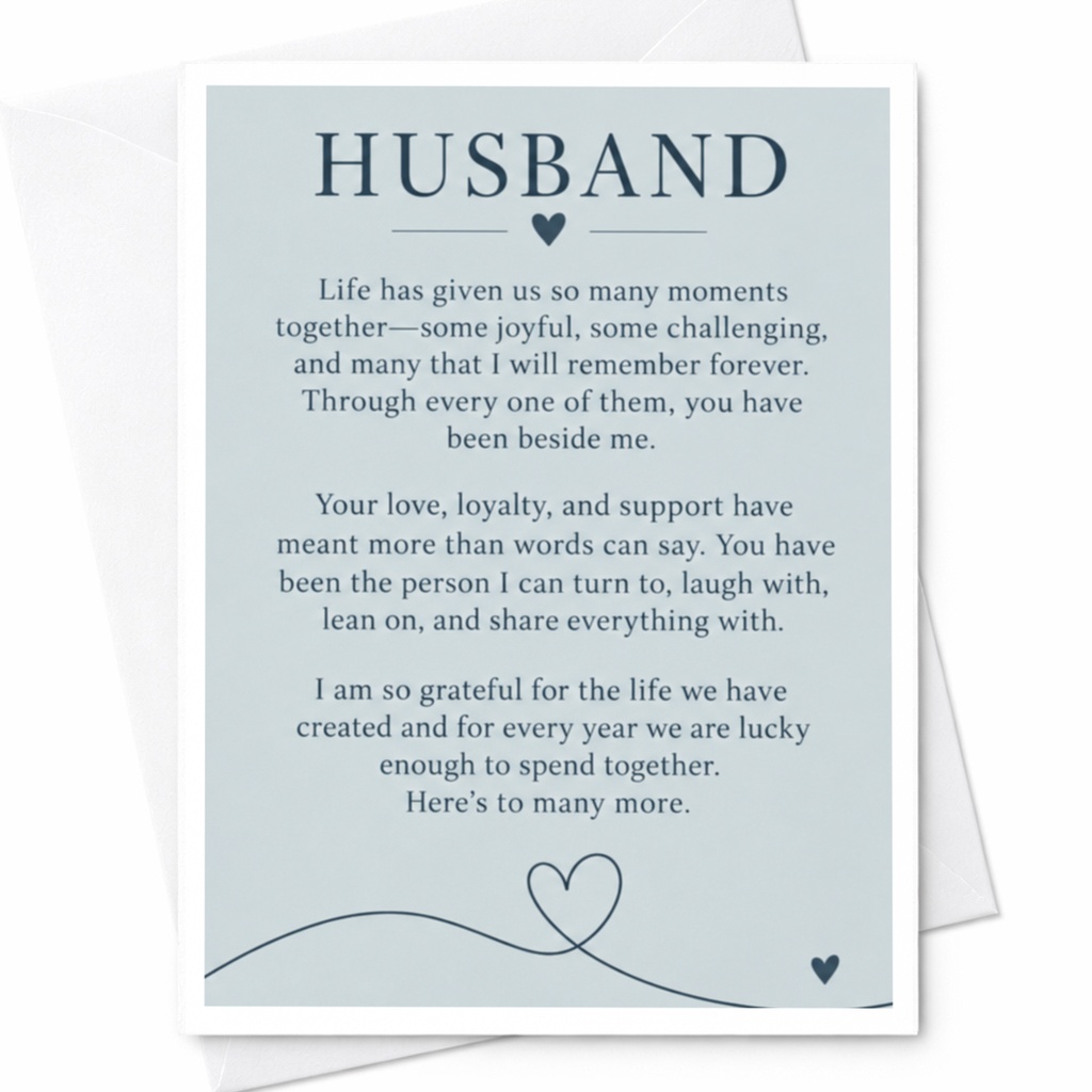 Husband Anniversary Card Heartfelt Message For Husband Love Loyalty Support Grateful Life Together Romantic Greeting Card C9197
