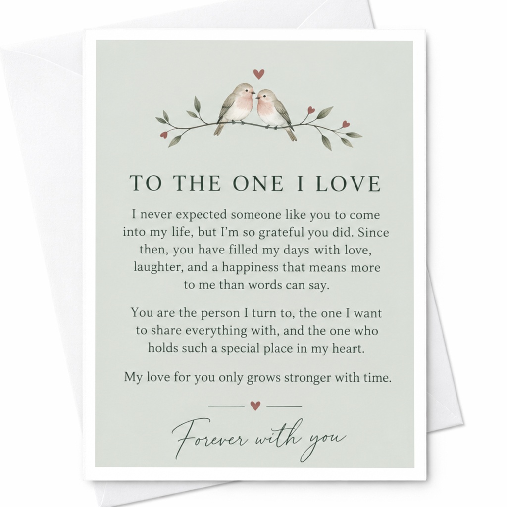 To The One I Love Romantic Love Card Forever With You Anniversary Card For Partner Cute Birds Heart C9189