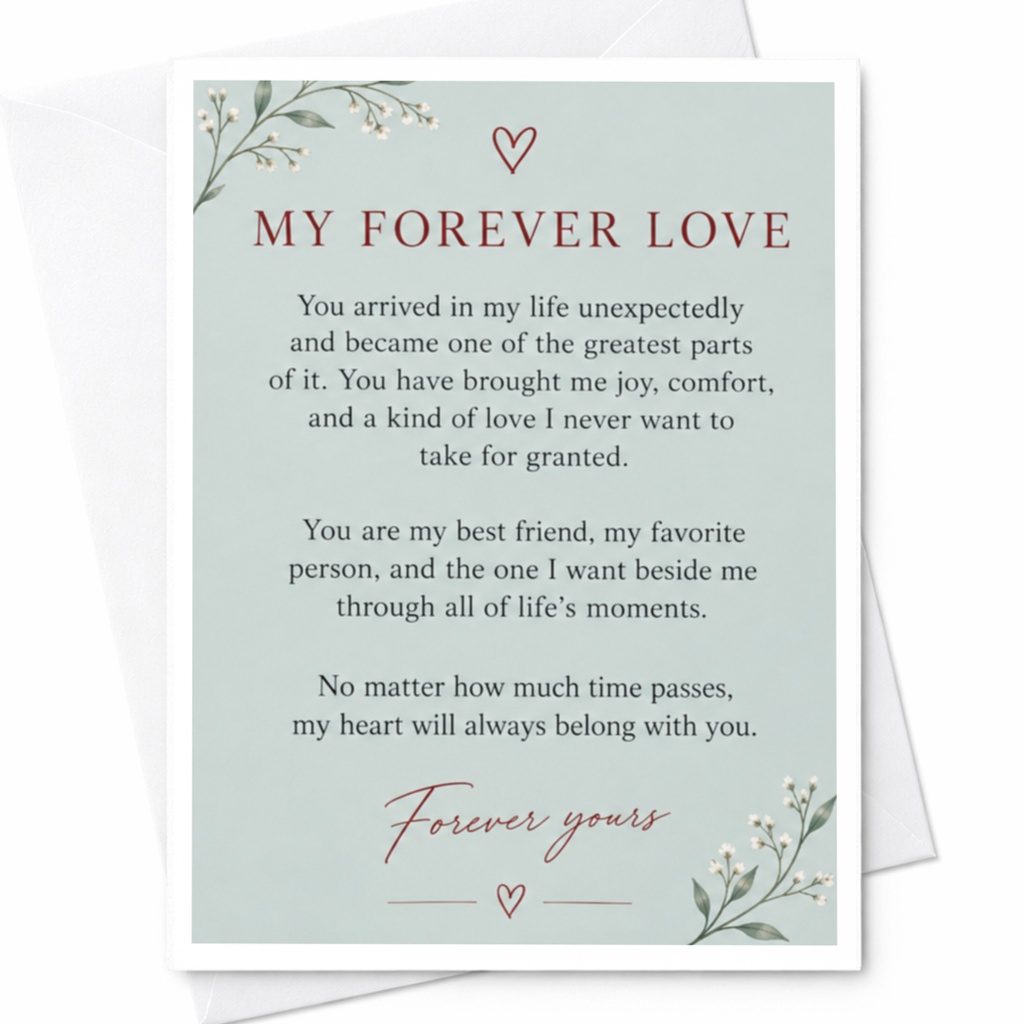 My Forever Love Anniversary Card Romantic Greeting Card For Wife Husband Sentimental Love Card Floral C9195