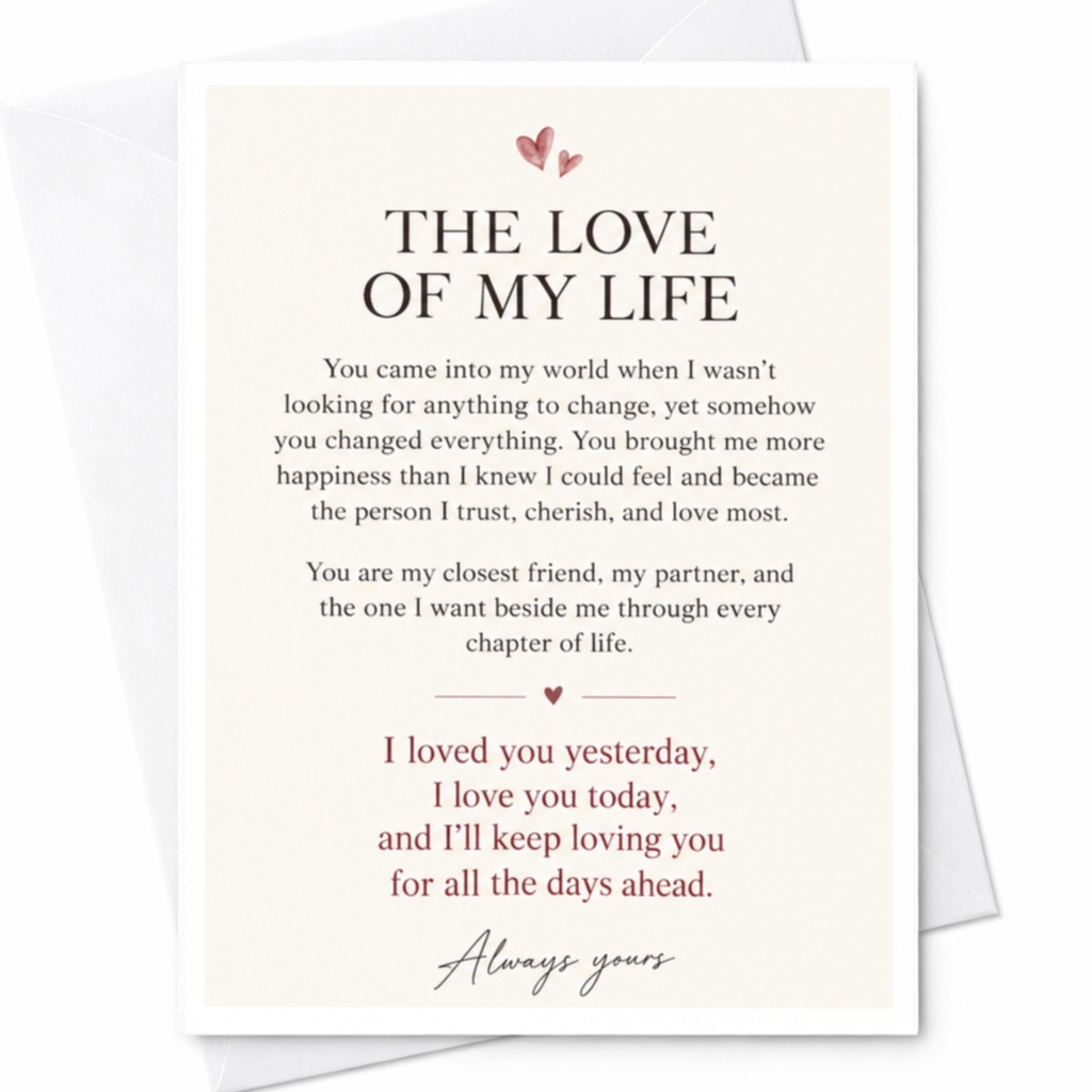 The Love Of My Life Romantic Anniversary Card For Partner Wedding Love Card Sentimental Greeting Card For Husband Wife C9198