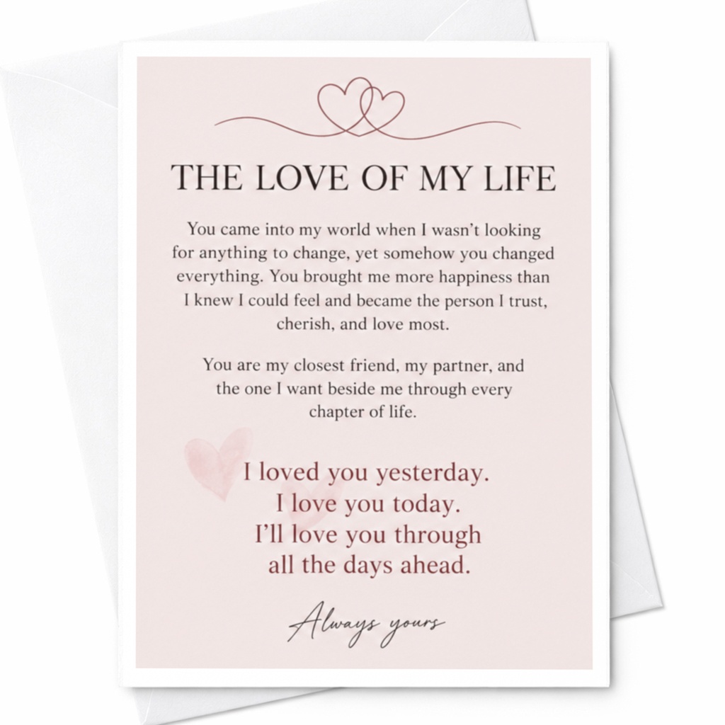 The Love Of My Life Anniversary Card Romantic Greeting Card For Partner Husband Wife Love Message Cute Heart C9199