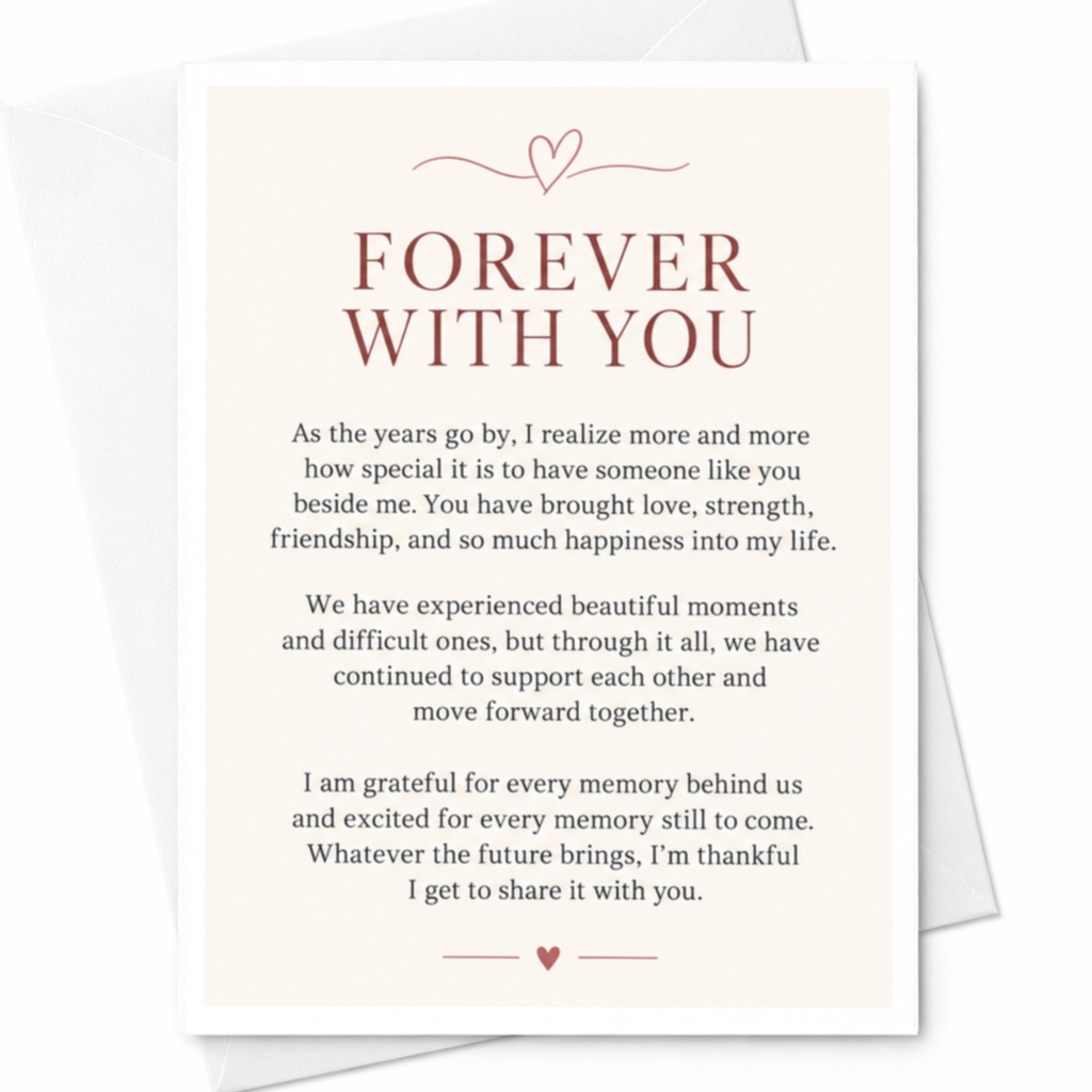 Forever With You Anniversary Card Romantic Greeting Card For Husband Wife Couple Love Card Sentimental Heart C9200