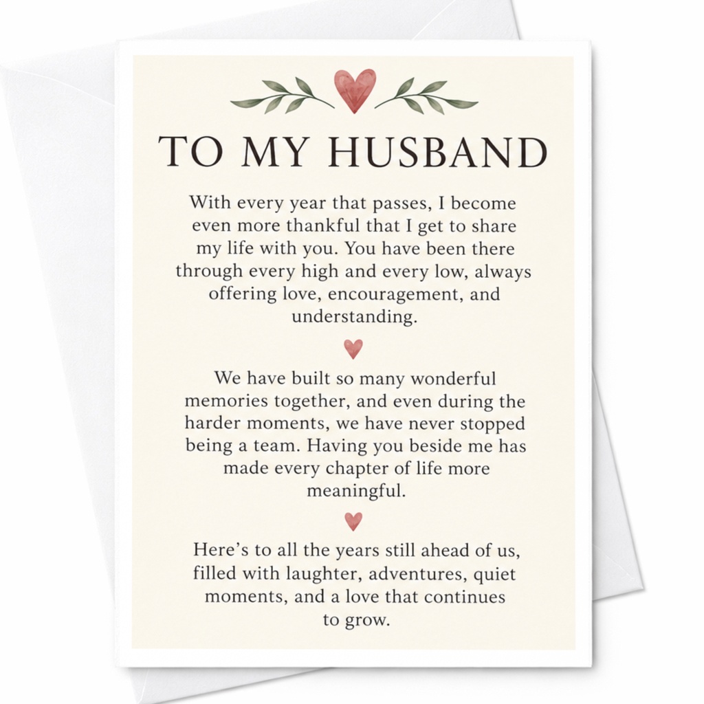 To My Husband Anniversary Card Romantic Greeting Card For Husband Love Card Heart Sentimental Wedding Anniversary C9210