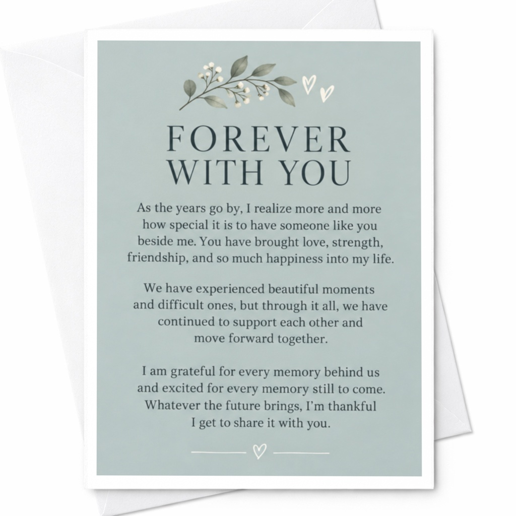 Forever With You Anniversary Card Romantic Greeting Card For Husband Wife Couple Love Sentimental Floral C9201