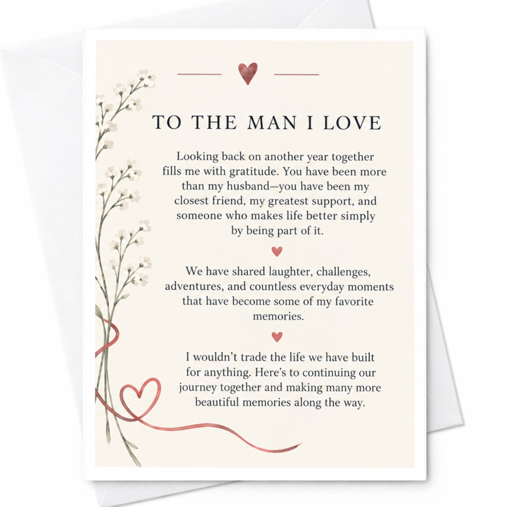 To The Man I Love Anniversary Card Romantic Greeting Card For Husband Heartfelt Floral Love Card For Him C9202