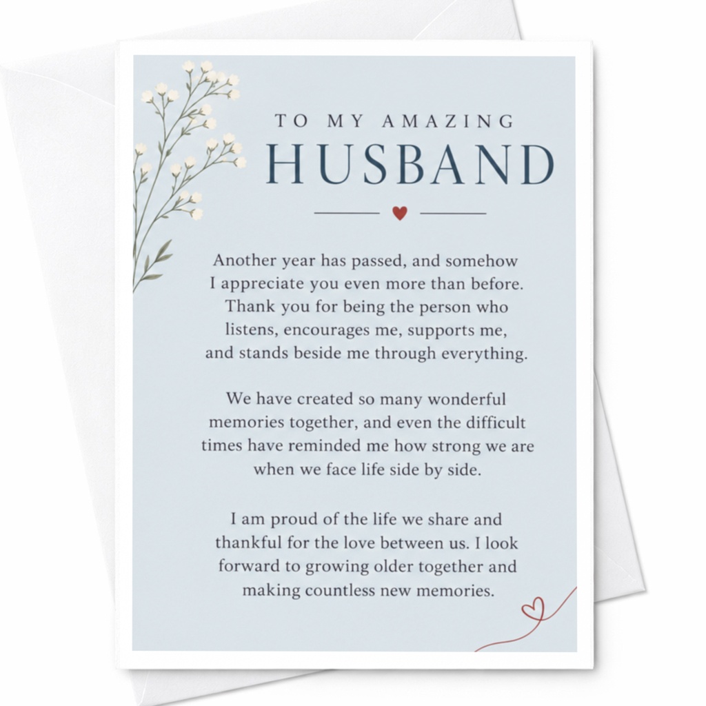 To My Amazing Husband Anniversary Card Romantic Greeting Card For Husband Heartfelt Message Floral Love Card C9205