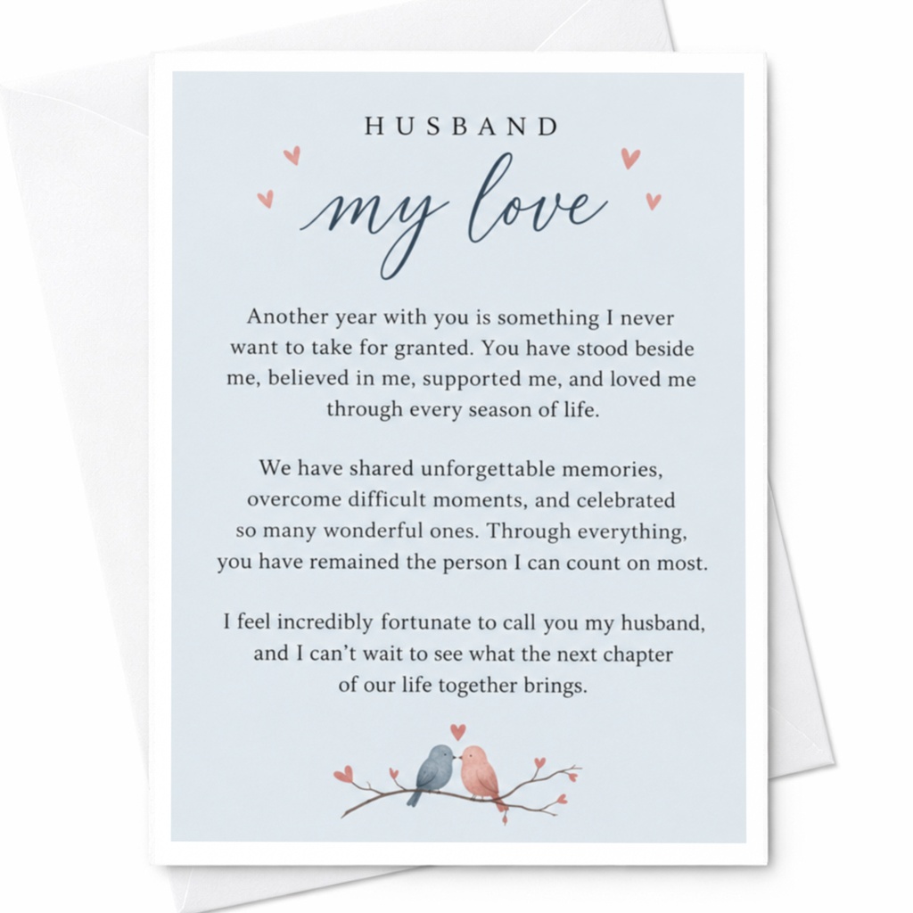 Husband My Love Anniversary Card Romantic Greeting Card For Husband Cute Birds Heart Sentimental Love Card C9215